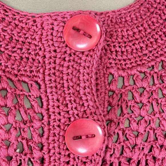 Talbots Sweater Cardigan Medium Y2K Pink Hand Knit Cottagecore - Picture 5 of 8
